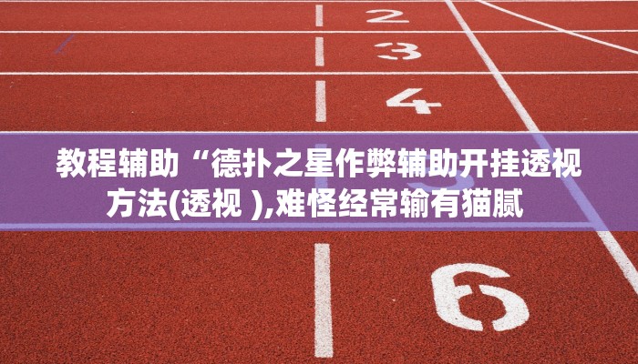 教程辅助“德 州局wepoker开挂辅助作弊(透视)!详细教程透视方法