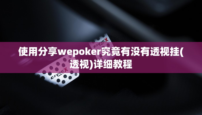 使用分享wepoker究竟有没有透视挂(透视)详细教程