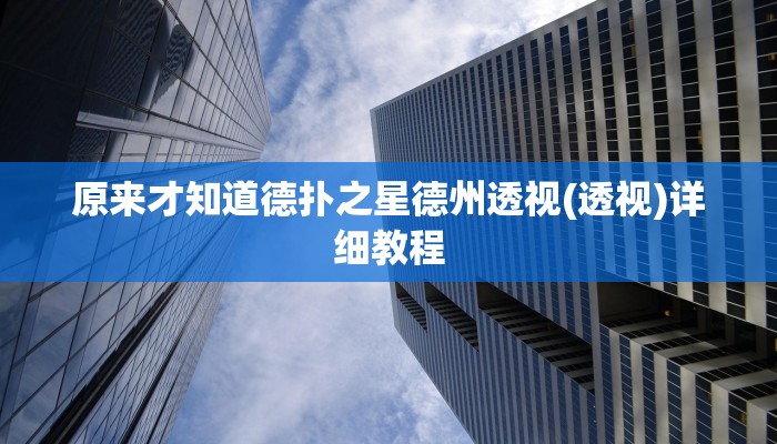原来才知道德扑之星德州透视(透视)详细教程
