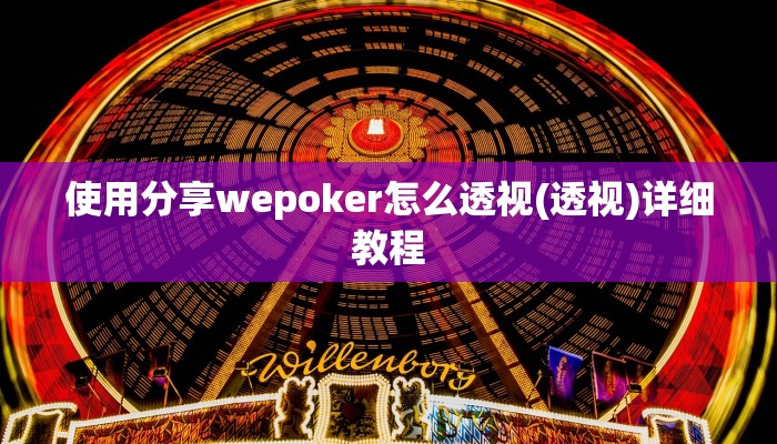 使用分享wepoker怎么透视(透视)详细教程