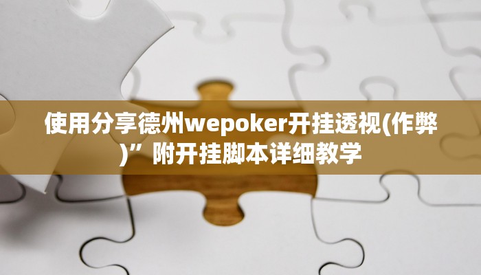 使用分享德州wepoker开挂透视(作弊)”附开挂脚本详细教学