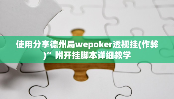 使用分享德州局wepoker透视挂(作弊)”附开挂脚本详细教学