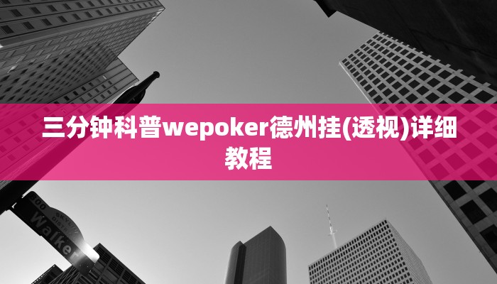 辅助神器wepoker有透视挂吗详细开挂教程