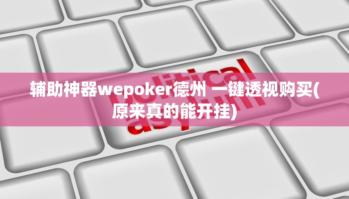 辅助神器wepoker德州 一键透视购买(原来真的能开挂)