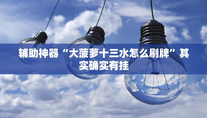 辅助神器“大菠萝十三水怎么刷牌”其实确实有挂