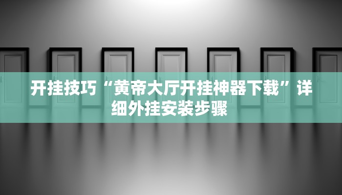 开挂技巧“黄帝大厅开挂神器下载”详细外挂安装步骤 
