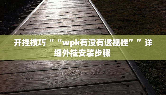 开挂技巧““wpk有没有透视挂””详细外挂安装步骤 
