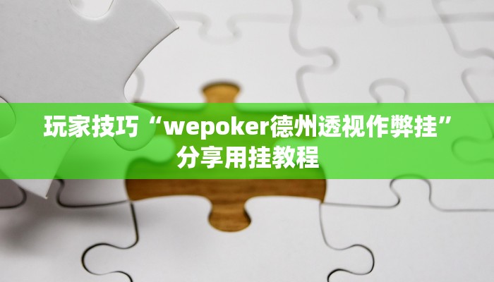 玩家技巧“wepoker德州透视作弊挂”分享用挂教程 玩家技巧“wepoker德州透视作弊挂”分享用挂教程
